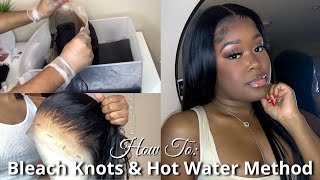 How To Dye Your Wig Jetblack Without Ruining Your Bleached Knots! | Hot Water Method | Jessicanicole