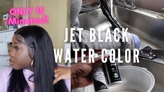 How To Dye Your Wig Jet Black Without Stained Lace!! | Water Color Method | Ft. Beauty Forever Hair