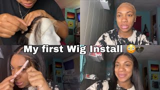 Attempting My First Wig Install (Fail?)| Frontal Wig |Bleaching Knots, Plucking & Bald Cap Method