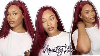 Start To Finish Most Flawless Wig Install |  Burgundy Color Wig Ft. Upretty Hair