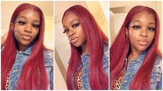 Burgundy Hair ,Dont Care| Lace Front Wig Install| Vipwigs