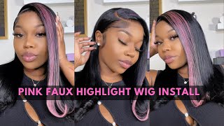 Cotton Candy Pink Faux Highlight Hair | Frontal Wig Install | Finessa'S Luxe Hair
