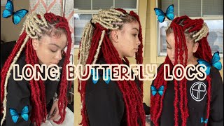 Long Skunkstripe Butterfly Locs Tutorial| Distressed Locs|Ft.Freetress Hair |Back To School