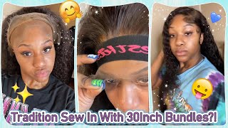 #Elfinhair Review Tradition Sew In W/ 30Inch Bundles | Hair Install Tutorial | Deep Wave Hairstyle