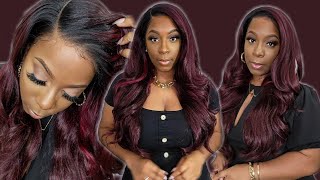 $40 Outre Melted Hairline Kamalia | Burgundy Synthetic Lace Front Wig Install | 2 Ways To Install