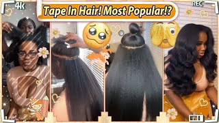Tutorial How To Install Tape In Extenions Yaki Kinky Straight Human Hair Natural Looking Ft #Elfinha