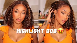 Trying The Best Highlight Curly Bob Wig - Ft Neflyon