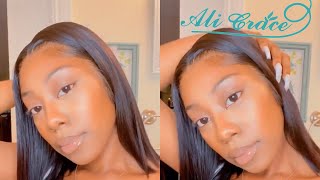 Affordable Middle Part Bob Frontal Wig Install Ft. Aligrace Hair + Hair Review