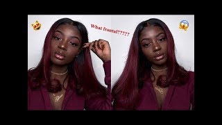 What Frontal??!! Cereza Burgundy Lace Front Wig|  Hairvivi