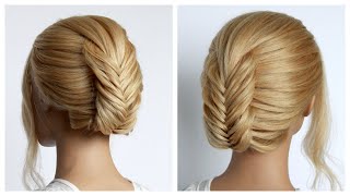   Reversed Fishtail Braid Updo Hairstyle   New Hairstyle For Short To Medium Hair