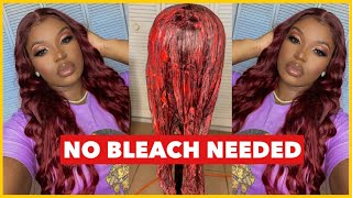 Dying My Wig Burgundy || Loreal Hicolor Highlights  "No Bleach Needed"