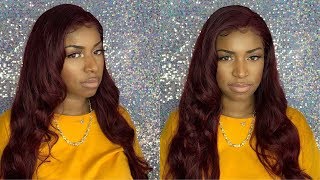 99J Body Wave Lace Front Wig | Burgundy Wig | Aliexpress Wig | West Kiss Hair