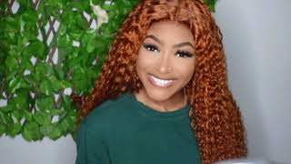 Buladou Ginger Orange 4X0.75 Lace Front Wigs Human Hair Jerry Curly Wigs For Black Women 88J Color