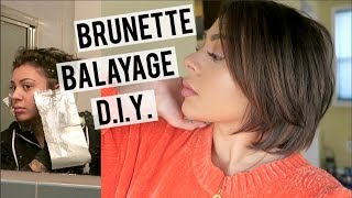 How To: Balayage Highlights (Teasylights) On Short Hair | Brunette Balayage