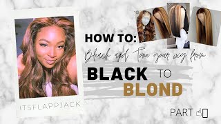 How To: Bleach & Tone Wigs! From Black To Blond (Ft. Amazon Wig) #Amazonwigs