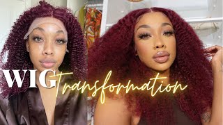 Fall Ready!! This Wig Though ! Best Burgundy Afro Kinky Curly Lace Frontal Install!- Ft Asteria