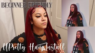 Beginner Friendly Wig | Upretty Hair Burgundy Color Wig Install | Start To Finish