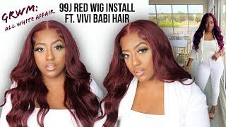 Grwm: Red Lace Wig Slayy Ft.  Vivi Babi Hair | All White Party Look