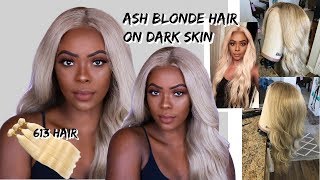 Ash Blonde Hair On Dark Skin + Wig Styling | Toning 613 Hair
