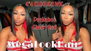 No Babyhair Needed | $89 Blunt Cut Peekaboo Cherry Red Bob Ft Megalookhair