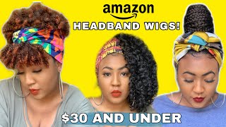 No Edges Wig! More Amazon Headband Wigs | Pt. 3 Headbands Attached For Less! Cheap Headband Wig Haul