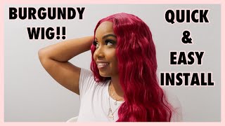 Burgundy Vacation Ready||Super Quick & Easy Burgundy Wig Install || Ft. Donmily Hair