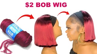 I'M Shook!!! $2 Straight Bob Wig Using Brazilian Wool