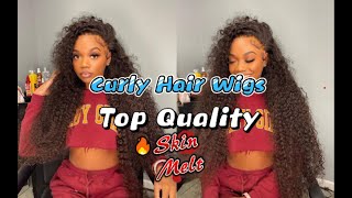 Curly Hair Wigs 4X4 Lace Wigs Black Kinky Curly Human Hair Wigs With Baby Hair