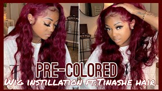 Pre-Colored Burgundy/99-J 13X4  Lace Front Wig Install Ft. Tinashe Hair