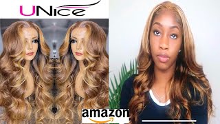 Amazon Prime Wig Ft Unice Hair | Pre Colored Honey Blond Wig Review | Is It Brown Skin Friendly