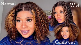 12 Inches Mix Color Brown Curly Wig Compact Frontal  | Luvme Hair