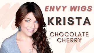 Krista - New For 2021 By Envy Wigs - 30% Human Hair Blend - Color Cherry Chocolate - New Lace Front