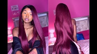 Beautiful  Affordable Burgundy 28 Inch Wig | New Born Mlut 63 | Ft Iamahair