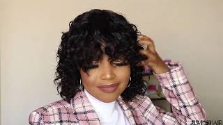 How To Style Your Water Wave Bang Bob Wig|Uwinshair Review