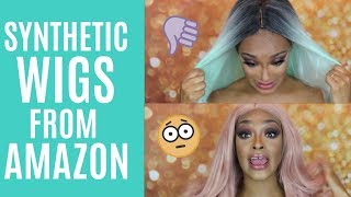 Trying On Synthetic Wigs From Amazon | Is Amazon Secretly The Plug?!