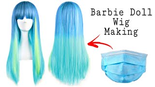 Diy Doll Wig Making From Mask Waste Disposable Mask Craft  Mask Recycling  Artistic Dolls