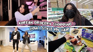 Korean Grocery Shopping, How I Style My Hair + Fun Date Night!!
