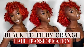 Black To Fiery Orange Hair On Dark Skin | Hair Transformation | Akua