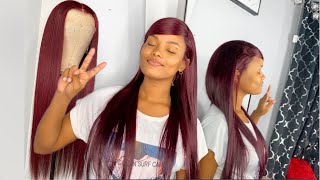 My First Time Wearing A Burgundy Wig || Sofeelwig