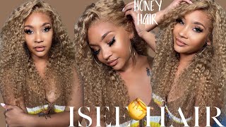 Honey Blonde Wig For Summer| How To Install This Water Wave Wig Ft. Isee Hair