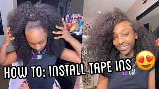 How To: *Detailed* Curly Tape In Extensions At Home On Natural Hair | Ft. Niawigs