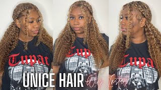 Beyonce Inspired Curly Honey  Blonde Highlighted Wig | Unice Hair