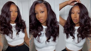 Most Easiest Wig Application| No Glue Needed| Pre-Styled Burgundy Wig| Ft. My First Wig
