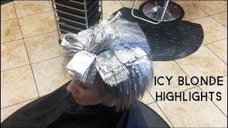 Icy Blonde Highlights || Short Hair