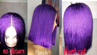 How To Make A Blunt Cut Bob Wig (Purple )/Beginners Guide