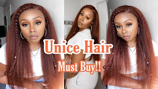 Must Buy Auburn Ginger Brown Kinky Straight 4C Textured Wig Ft Unice Hair