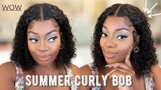 Nice!!! Summer Curly Bob Lace Front Wig Install Ft Angie Queen Hair | Iamsimonec