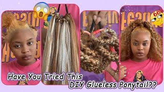Steps To Get Glueless Ponytail With Bundles | Hair Tutorial For Natural Hair Protective #Elfinhair