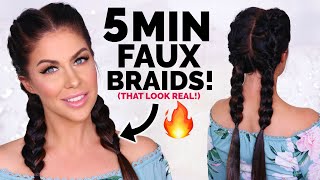5 Minute Faux Braids!! My Fave Fast & Easy Hairstyle!!