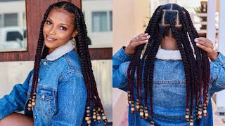 Easy Jumbo Knotless Braids / How To Start/ How Much Hair To Use // Kersti Pitre